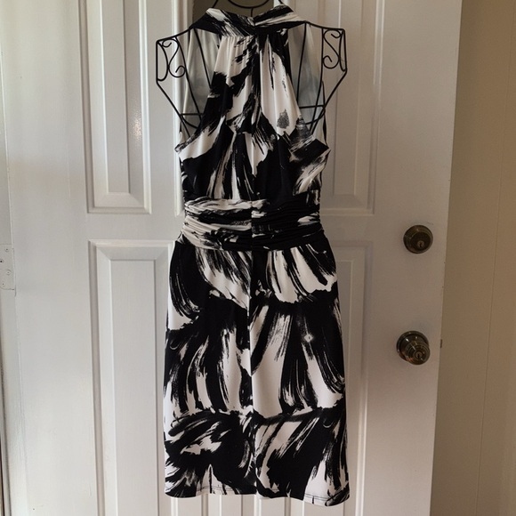 White House Black Market Black & White Halter Sleeveless Midi Dress • Size 4 - Picture 2 of 7
